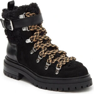 New Circus by Sam Edelman Gretchen Shearling Hiker Boot 6M Black lace up Sherpa